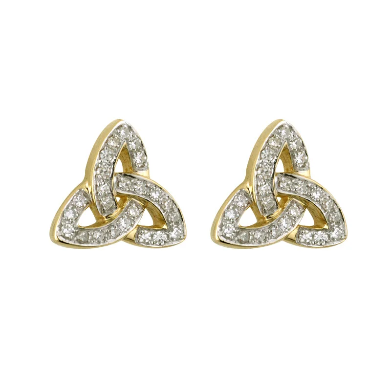 Diamond Stud Earrings-14k Diamond Trinity Knot Earrings