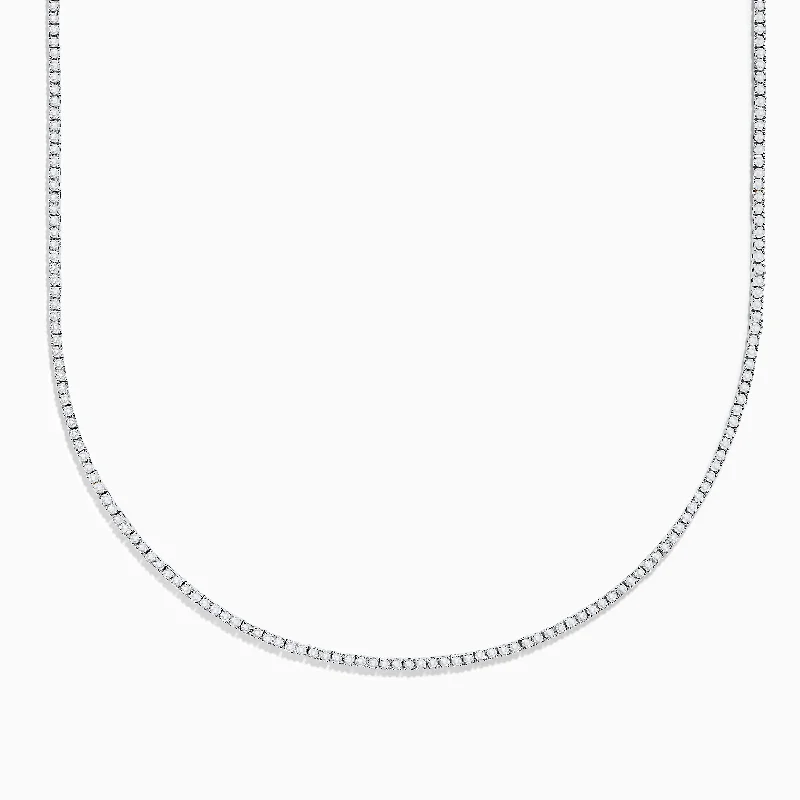 Heart Gemstone Necklaces -14 Karat White Gold Diamond Tennis Necklace