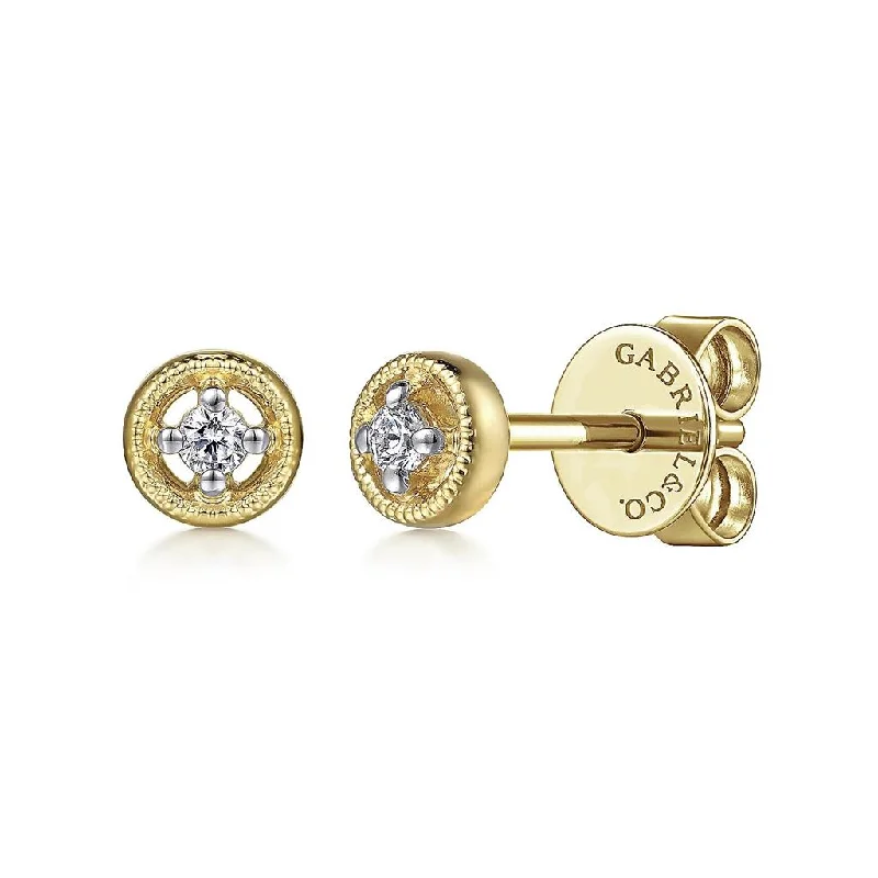 Crystal Earrings For Women-Gabriel & Co. 14K Yellow Gold Diamond Stud Earrings