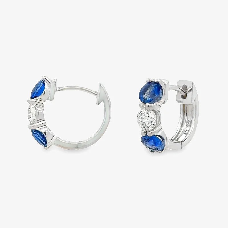 Chic Earrings-Sapphire & Diamond Mini Huggie Earrings