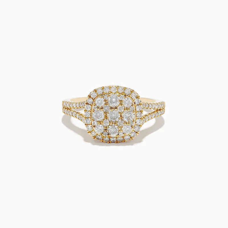 Elegant rings-Pave Classica 14K Yellow Gold Square Diamond Ring 0.97 TCW