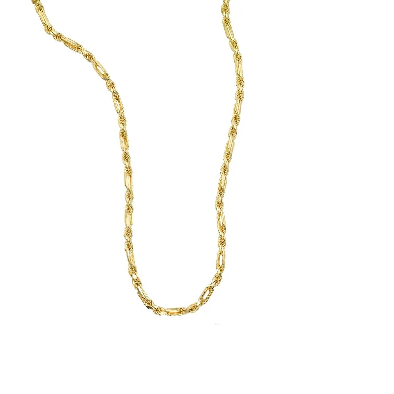 Custom Crystal Pendant Necklaces -14K Yellow Gold 24 inch 6.5mm Figarope Necklace with Lobster Clasp FGRP130-24