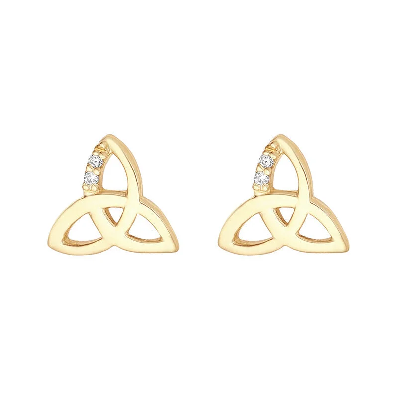 Solid Gold Earrings-10K Gold Trinity Earrings