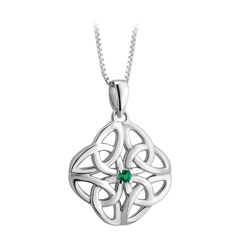 Monogrammed Necklaces -Sterling Silver Crystal Celtic Knot Pendant