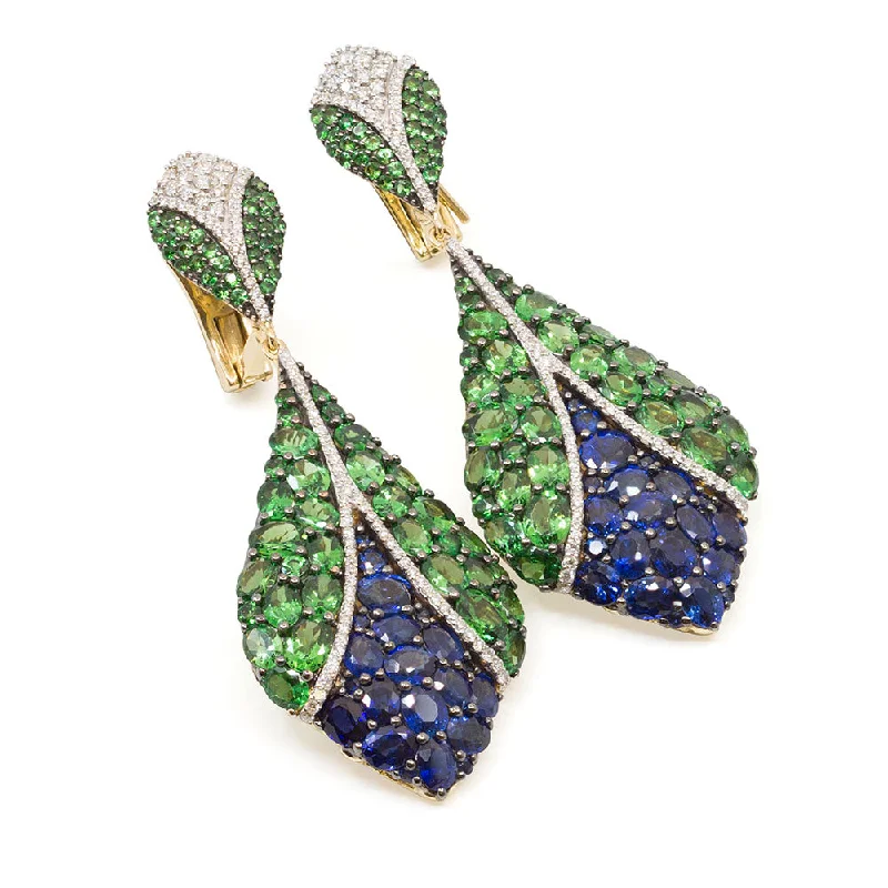 Boho Chic Earrings Set-Tsavorite & Sapphire Earring