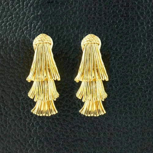 Elegant Earrings With Pearls-Three Tier Gold Estate Earrings