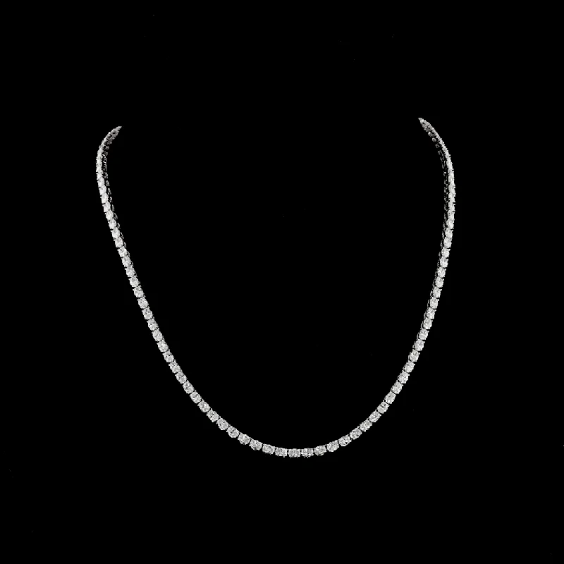 Chunky Necklaces -14K White Gold Lab Grown Oval Diamond Tennis Necklace 10.04ctw NK-161