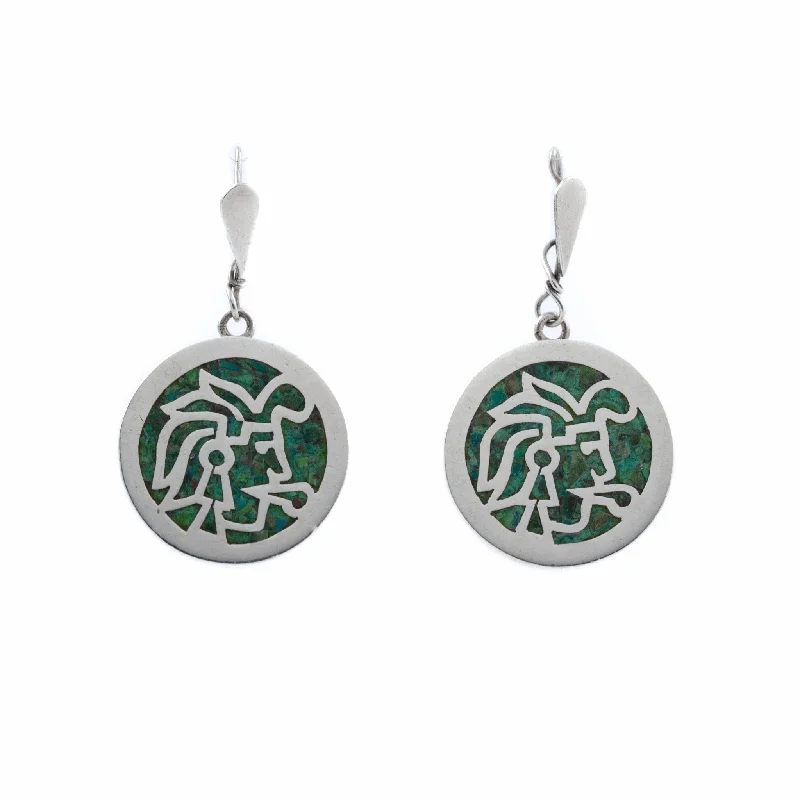 Elegant Dangle Earrings For Women-Green Chip Inlay Earrings