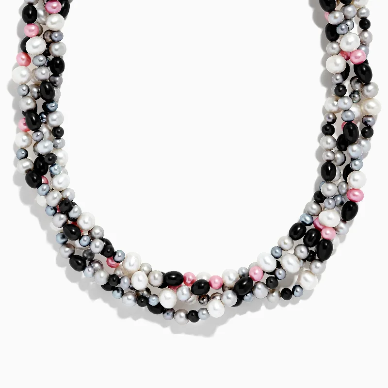 Chic Necklaces -Multi Color Cultured Pearl Four Strand Necklace