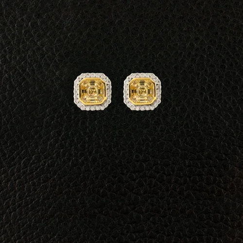 Ear Huggies-Yellow Sapphire & Diamond Earrings