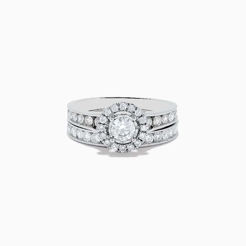 Vintage engagement rings for men-Pave Classica 14K White Gold Diamond Ring Set