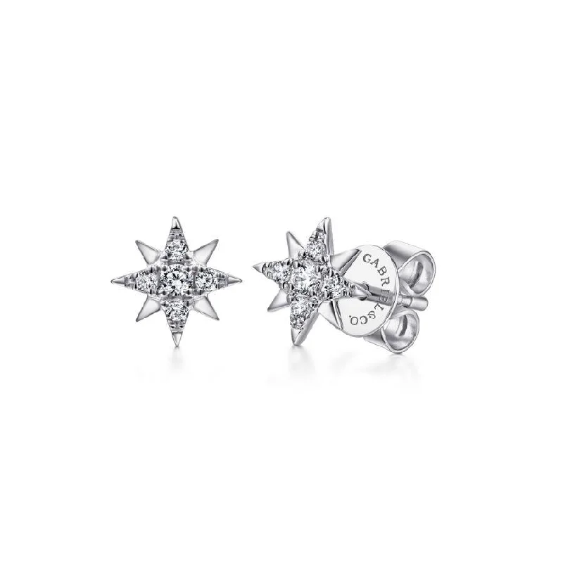 Artistic Drop Earrings-Gabriel & Co. - EG13749W45JJ - 14K White Gold Diamond Stud Star Earrings