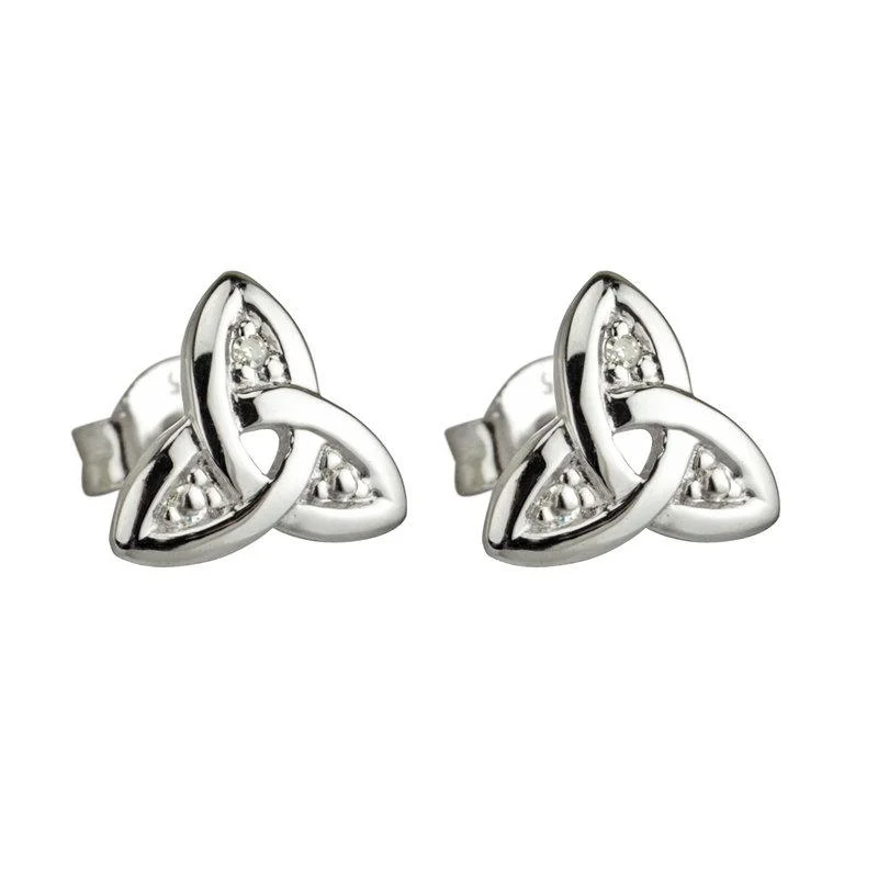 Sterling Silver Drop Earrings-14K White Gold Trinity Knot Diamond Stud Earrings