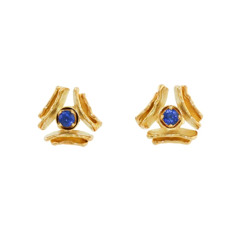 Drop Earrings For Bridal-18k Royal Blue Sapphire Toni Cavelti Studs