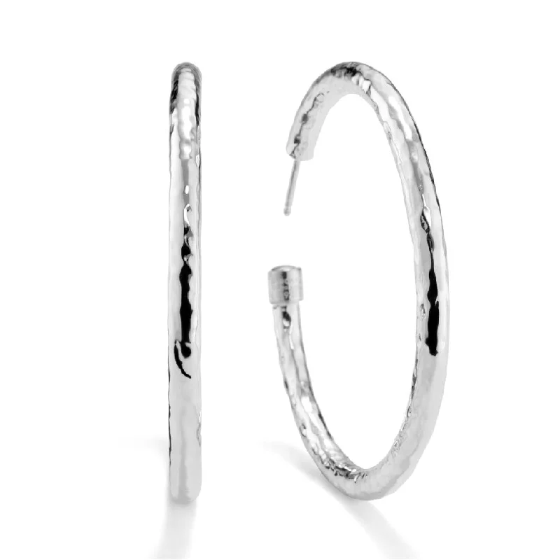 Hoop Earrings For Wedding-Ippolita Sterling Silver  Classico Large Hammered Hoop Earrings