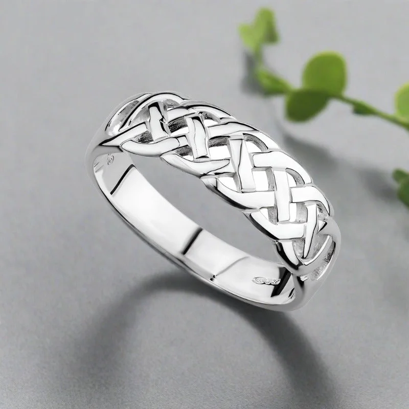 Elegant promise rings-Silver Celtic Woven Ring