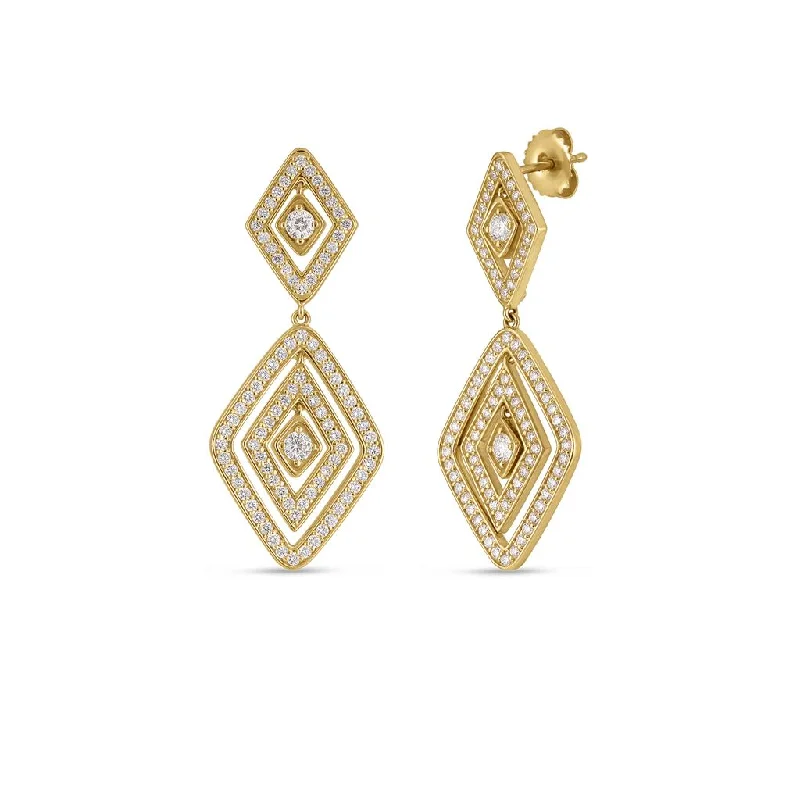 Custom Drop Earrings-Roberto Coin 18K Yellow Gold Diamante Diamond Dangle Earrings