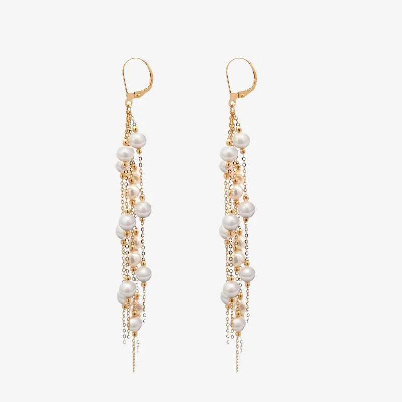 Gold Earrings Set For Wedding-Pearl Tassel Earrings