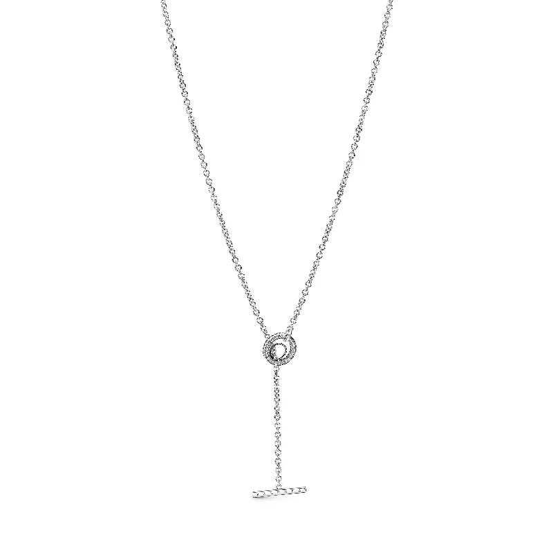 Family Necklaces -Pavé Circle Logo T-bar Heart Necklace 399050C01