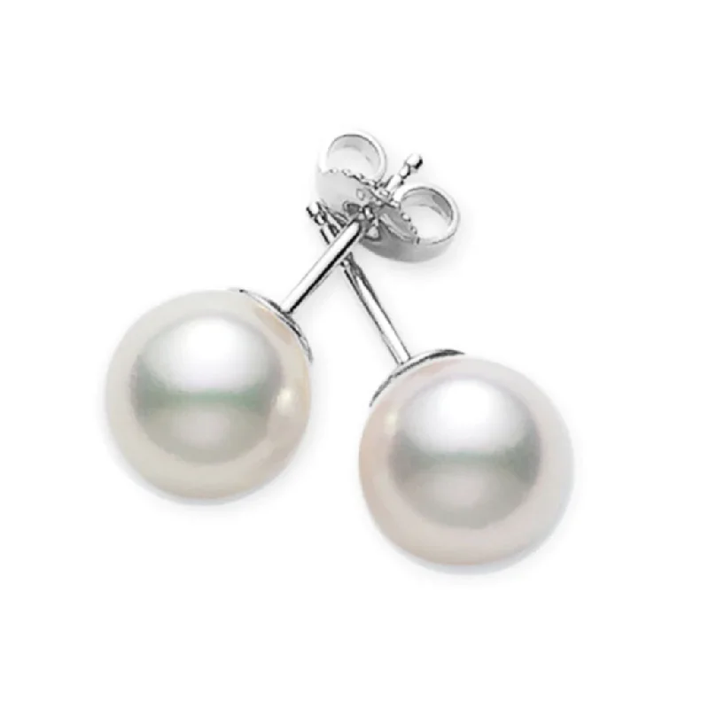 Clear Hoop Earrings-Mikimoto Everyday Essentials 8×8.5mm A Pearl Stud Earrings