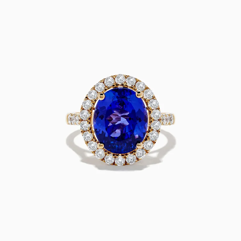 Custom engagement rings for couples-Nahla Siri 14K Yellow Gold Tanzanite and Diamond Ring