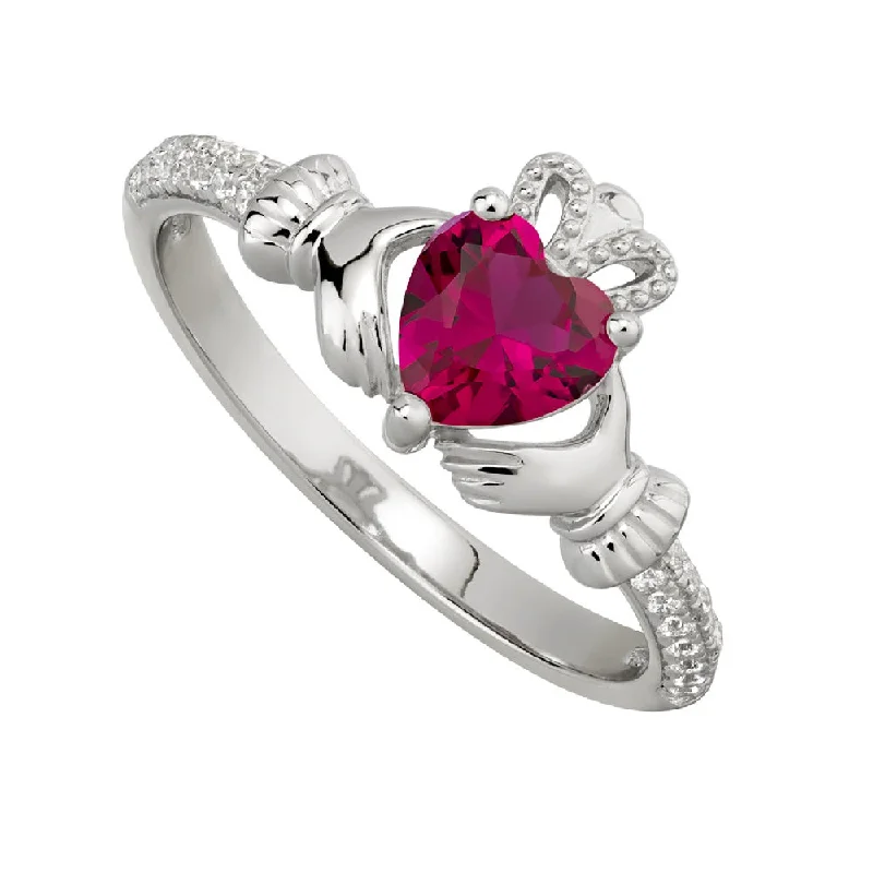 Customizable engagement rings-July Claddagh Birthstone Ring