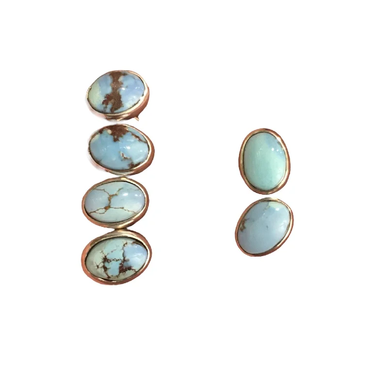 Fashionable Earrings-Golden Hills Turquoise x Silver Studs Earrings