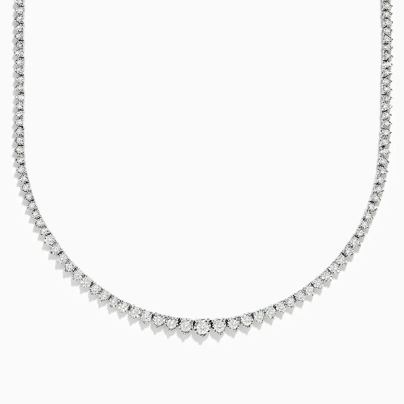 Designer Necklaces -14K White Gold Diamond Tennis Necklace 2.94 TCW