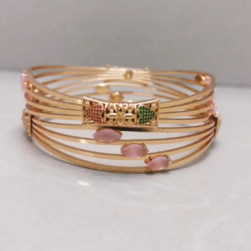 Traditional Style Bangles For Wedding-Shreenath Sales Gold Plated Crystal Stone Bangle