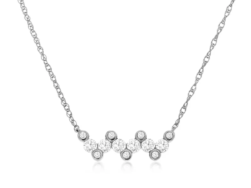 Elegant Gem Pendant Necklaces -Staggered Diamond Bar Necklace