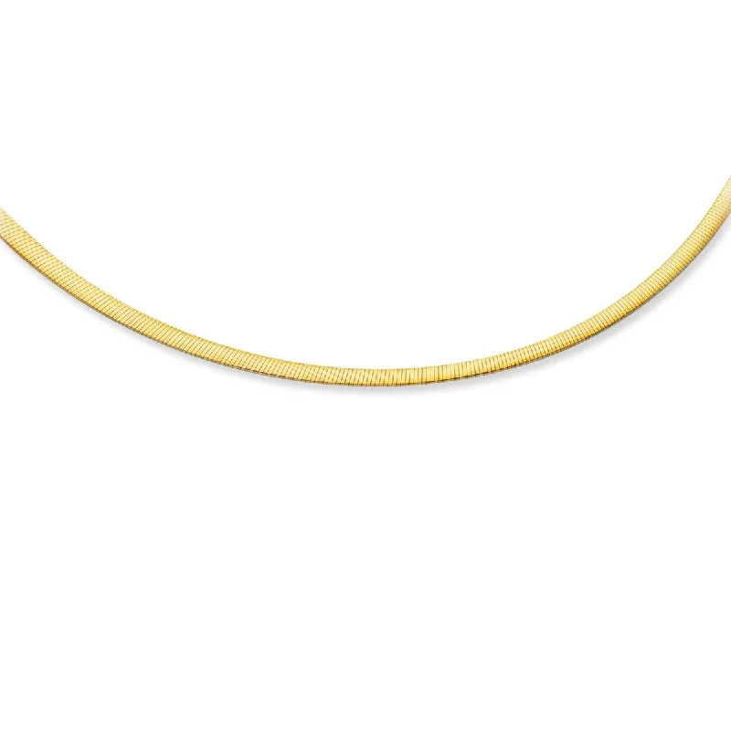 Wedding Ring Necklaces -14kt 20" Yellow+ White Gold Diamond Cut Reversible Omega Necklace with Box Catch RSA4-20