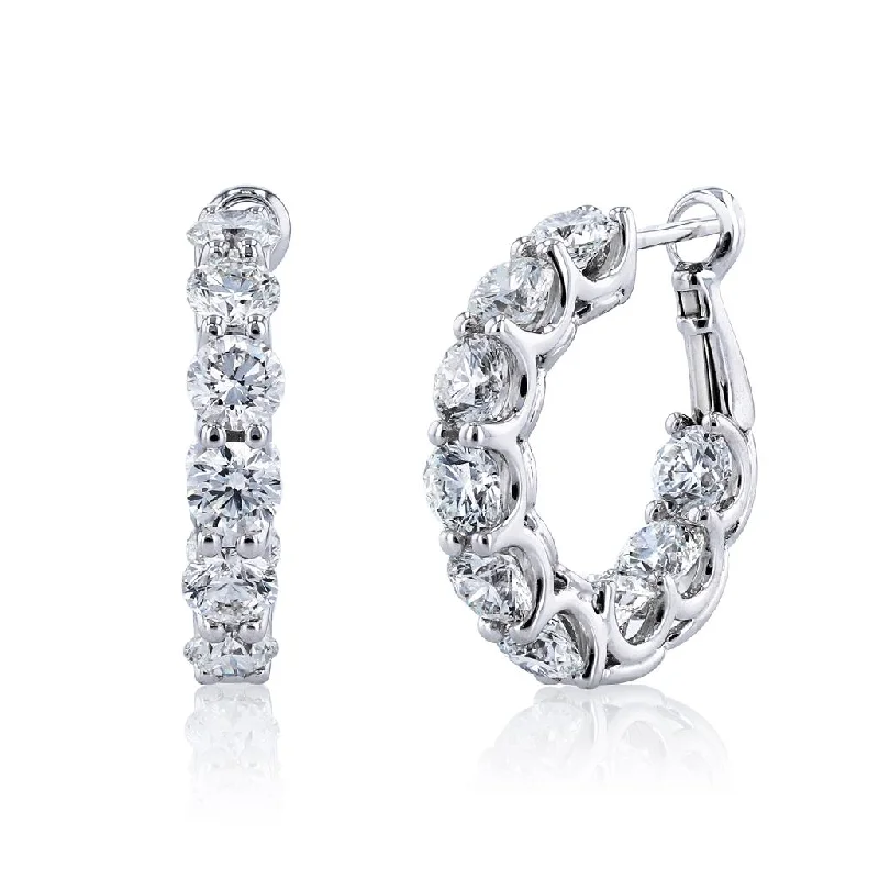 Lightweight Earrings-14k White Gold Diamond Hoop Earrings - 4.71cttw