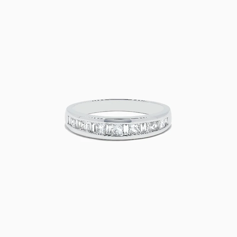 Fashion rings with engraved names-14K White Gold Channel Set Diamond Band, 0.50 TCW