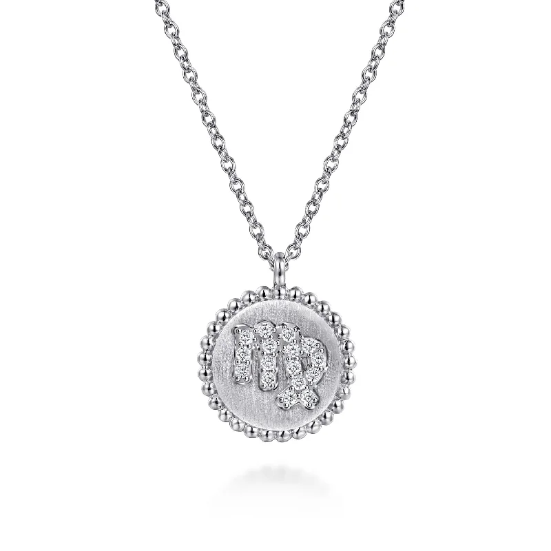 Zodiac Charm Necklaces -925 Sterling Silver Diamond Bujukan Virgo (Aug 23 - Sep 22)Zodiac Pendant Necklace