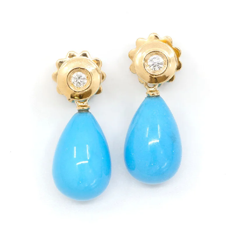 Bridal Earrings For Bridesmaids-Turquoise Drop Earring