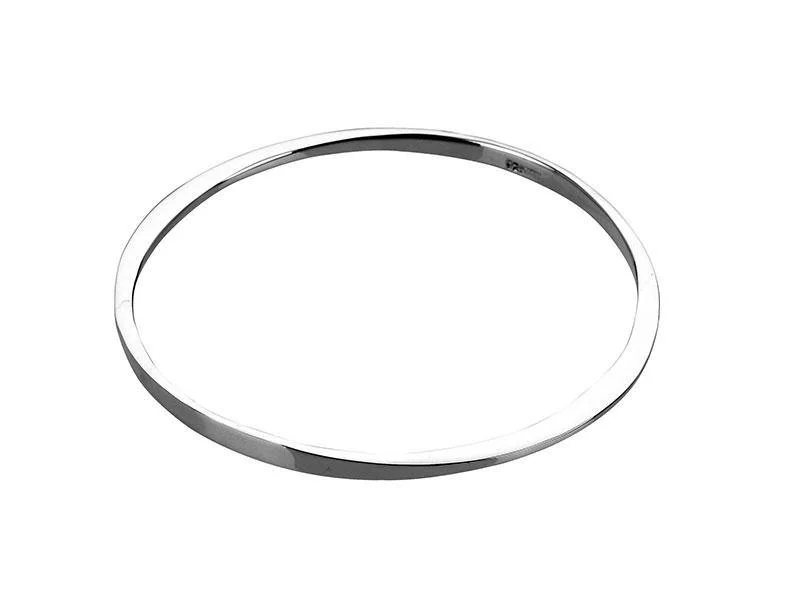 Bangles For Traditional Look-Plain Round Sterling Silver Bangle