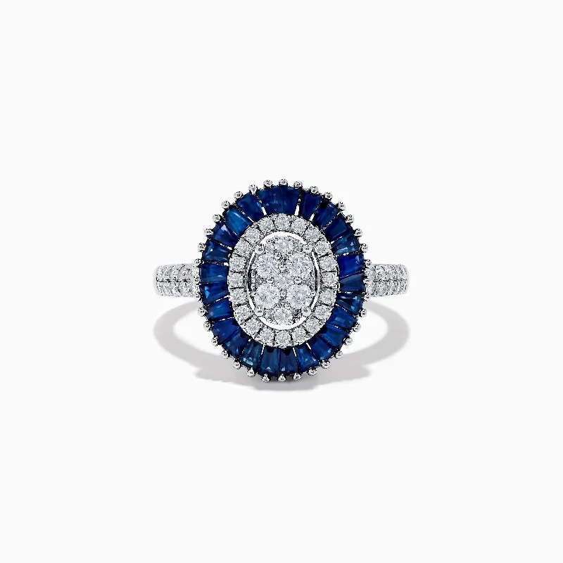 Women's engagement rings-Royal Bleu 14K White Gold Sapphire and Diamond Ring