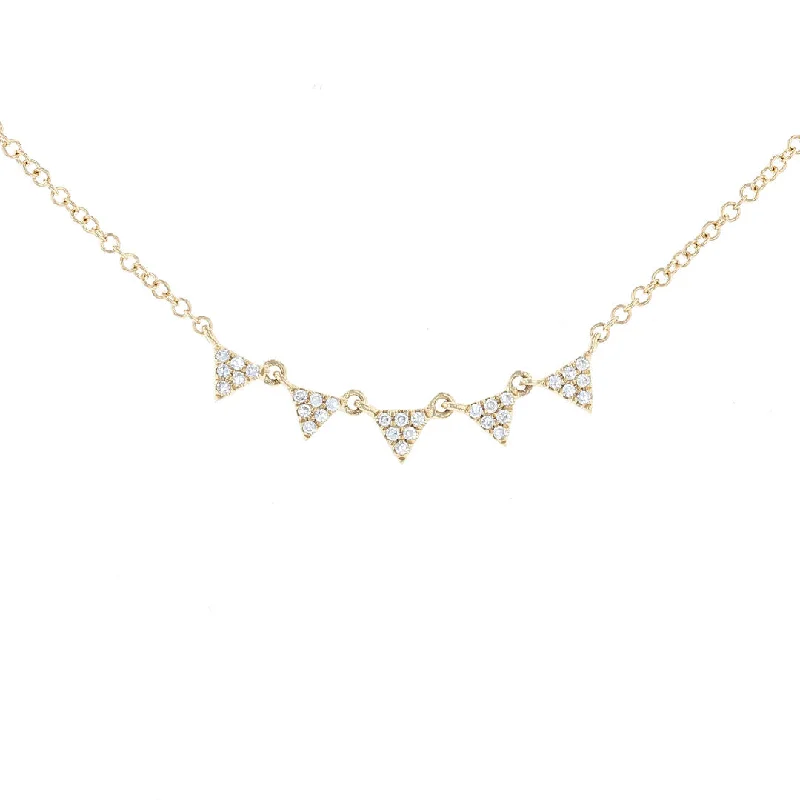 Personalized Anniversary Necklaces -Yellow Gold Diamond Triangle Smile Necklace