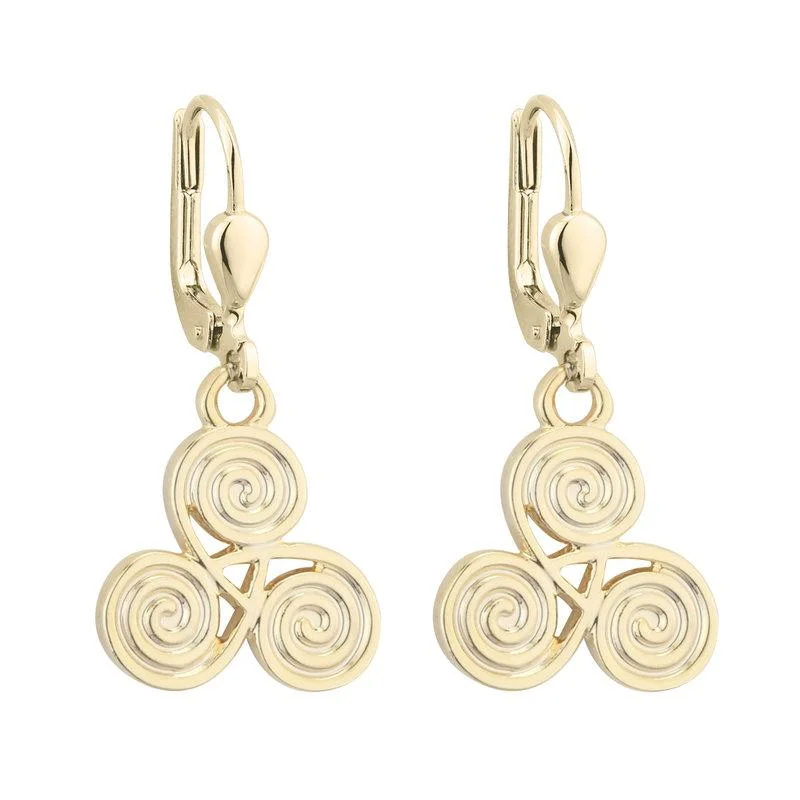 Clear Hoop Earrings-Gold Plated Rhodium Spiral Drop Earrings