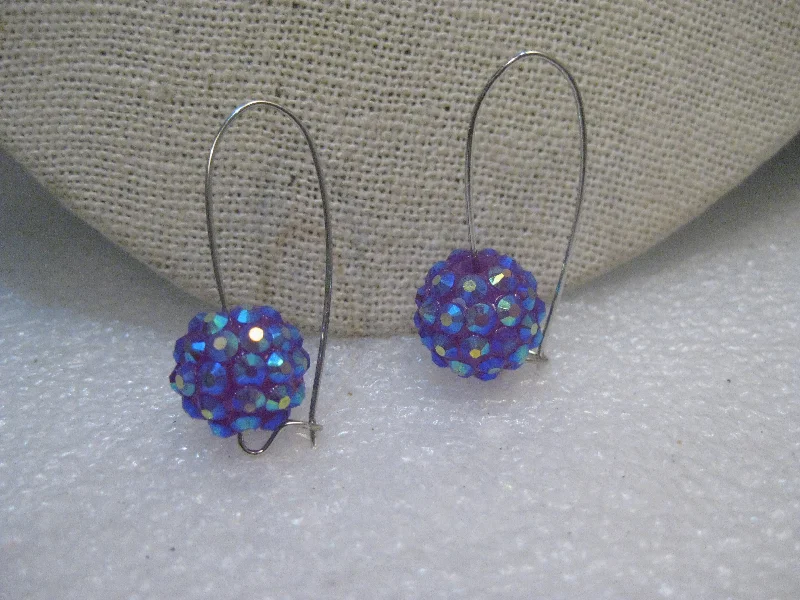 Luxury Silver Earrings-Raspberry Aurora Borealis Pierced Earrings, Beaded on Long Wire, 1.5" Long