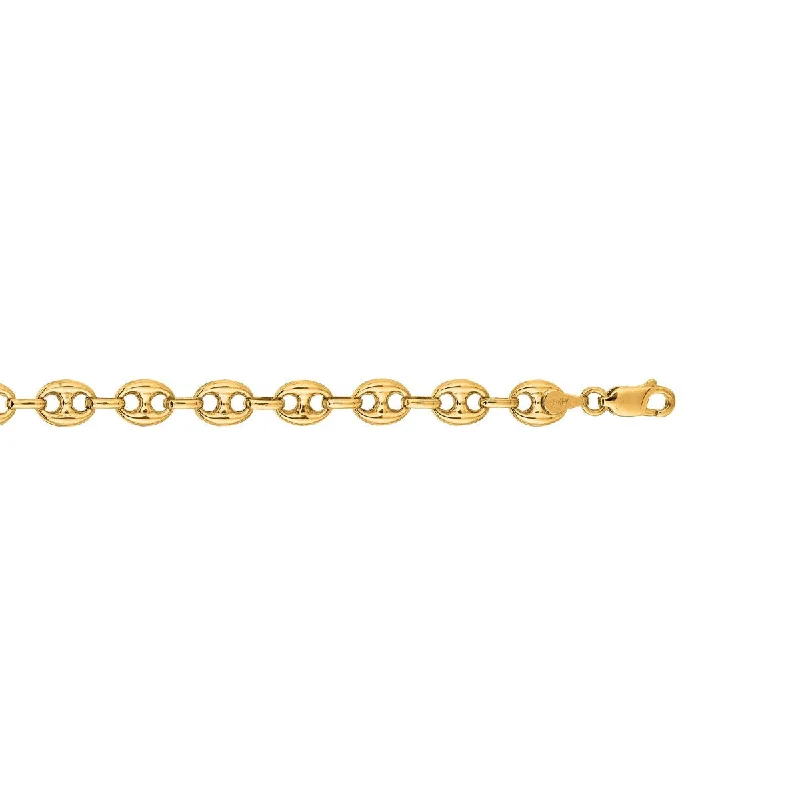 Necklaces for Men -14kt 22" Yellow Gold Shiny Puff Mariner Link Necklace with Lobster Clasp PG110-22