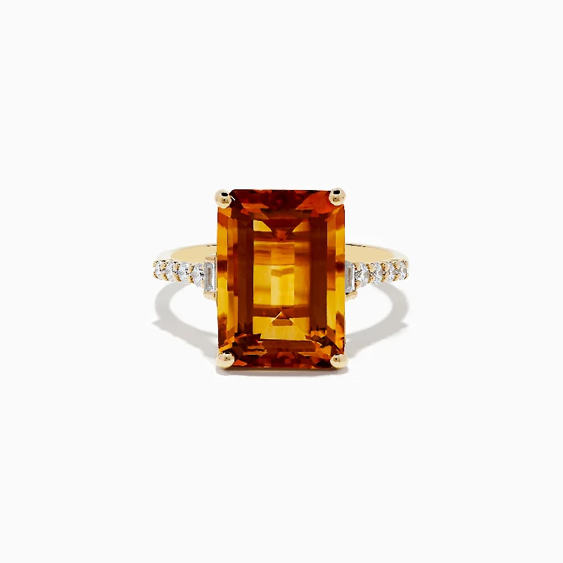 Custom wedding rings with topaz-Sunset 14K Yellow Gold Citrine and Diamond Ring