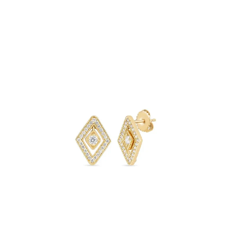 Sterling Silver Drop Earrings-Roberto Coin 18K Yellow Gold Diamante Diamond Stud Earrings