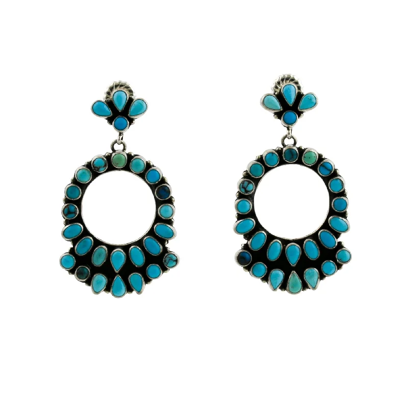 Multi-Color Hoop Earrings-Egyptian Turquoise Dream Circle Earrings