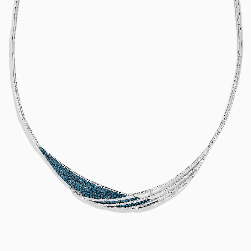 Bridal Jewelry Necklaces -Bella Bleu 14K White Gold Blue and White Diamond Necklace