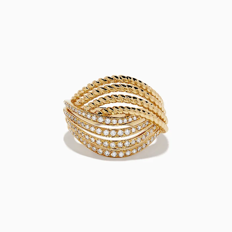 Luxury fashion rings-D'Oro 14K Yellow Gold Diamond Ring