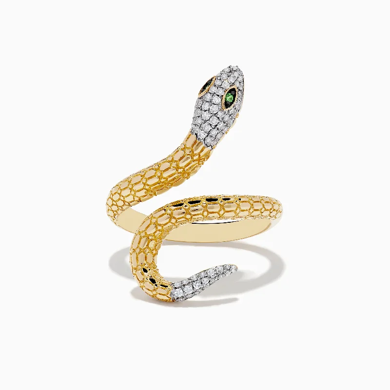 Simple engagement rings for men-Safari 14k Yellow Gold Snake Diamond Ring