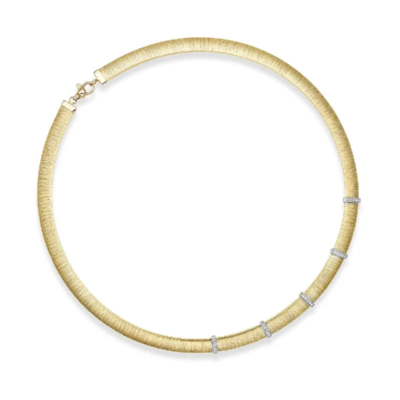 Multi-Layer Necklaces -14kt 17.75" Italian Silk Yellow Gold .25ct Diamond Stationed Necklace with Lobster Clasp RC1430-1775