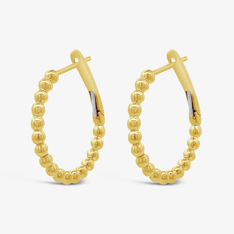 Personalized Hoop Earrings-Gold Bead Hoop Earrings