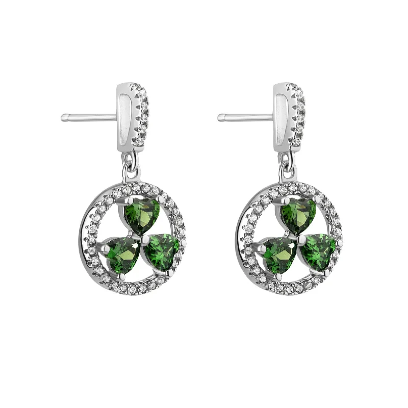 Bridal Earrings-Green Shamrock Drop Earrings